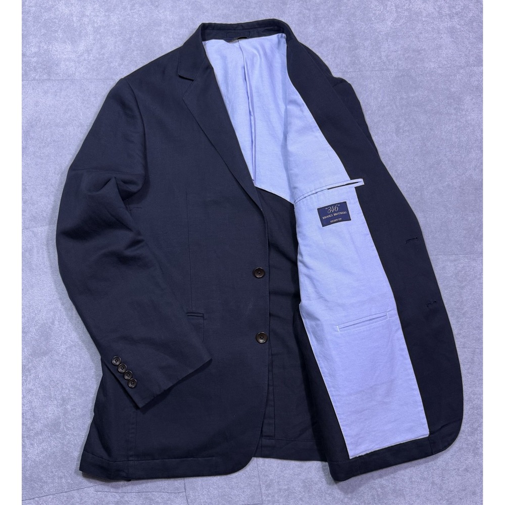 Brooks Brothers Blazer Mens 40R "346" Regent Fit Unstructured Linen Black Modern